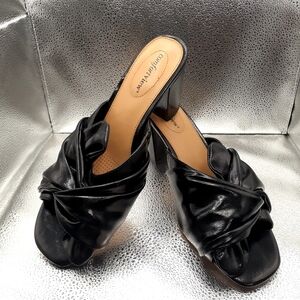 NEW Comfortview Black Open Toe Heeled Slides Women's Size 11WW